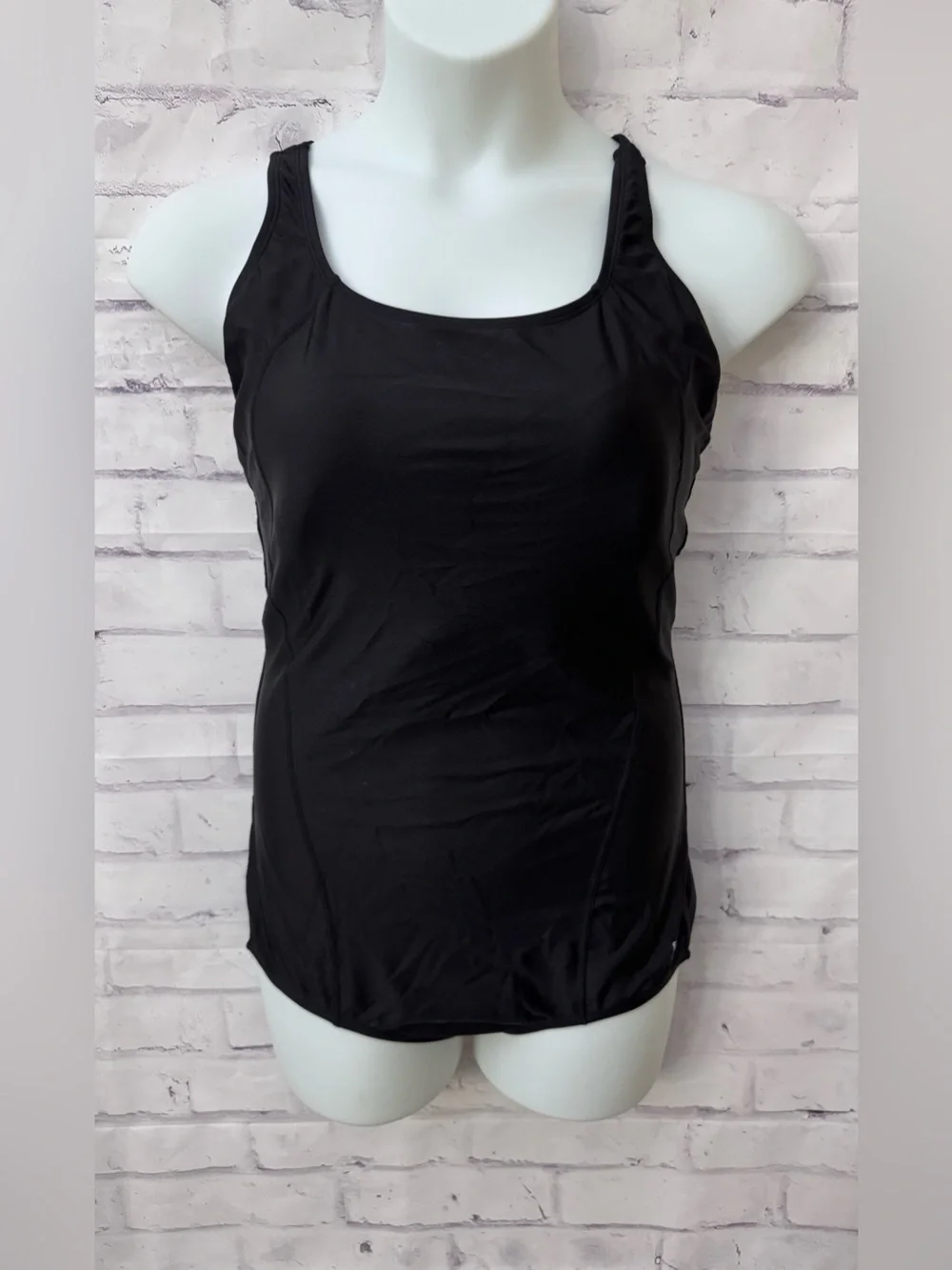 Speedo Plus Size 18 Solid One Piece Swimsuit Black Slimming Modest